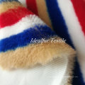 Multicolor Stripe Print Rabbit Fake Fur